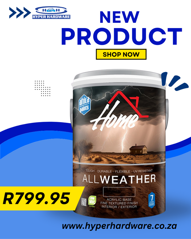 Paint can with 'Home' brand on a promotional graphic for Hyper Hardware, featuring text and website URL.