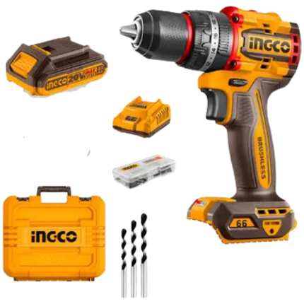 Ingco 20V Compact Brushless Cordless Impact Drill Kit